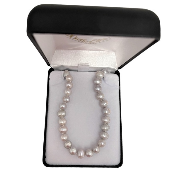 EFFY Pearl Necklace 7-8 Millimeter Black Freshwater Pearls Silver Claw Clasp NWT - Picture 3 of 8